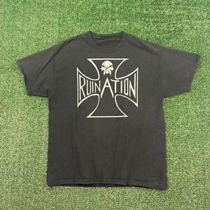 Vintage Faded Black Ruination band tee, faded Skull, distressed with holes.